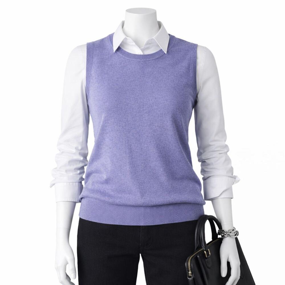 Cherokee Sweater Vest Purple Large Classic Preppy Work Office Casual